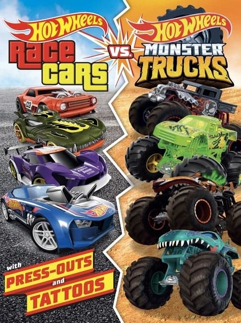 Hot Wheels: Race Cars vs. Monster Trucks: 100% Officially Licensed by Mattel, Activities, Tattoos, & Press-Out Cards for Kids Ages 4 to 8