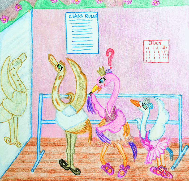 Illustration from Florrie Flamingo's First Ballet Class