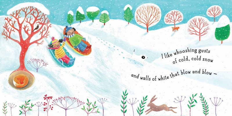 I like whooshing gusts of cold, cold snow
and walls of white that blow and blow - 