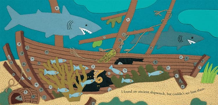 I found an ancient shipwreck, but couldn't see him there. 
