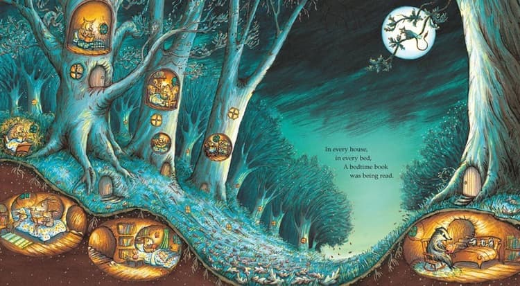 In every house, in every bed,
A bedtime book was being read