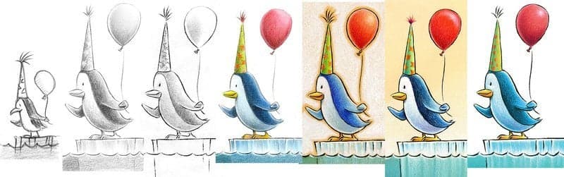 A progression of penguins