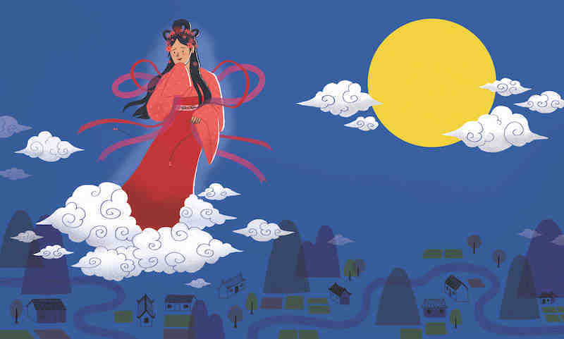 Chang'e floating to the moon