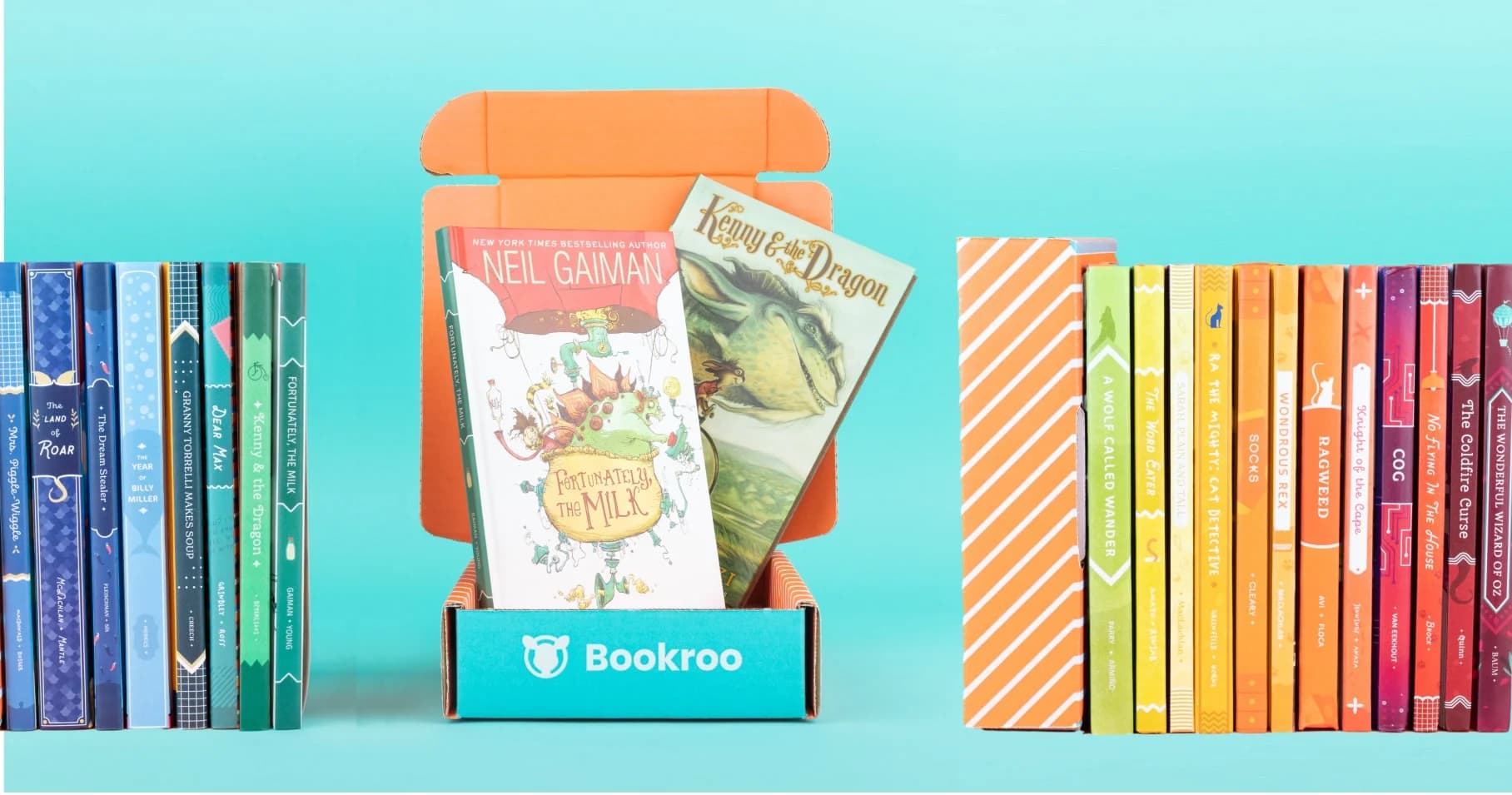 Books from the Junior Chapter Book Club in a Bookroo box