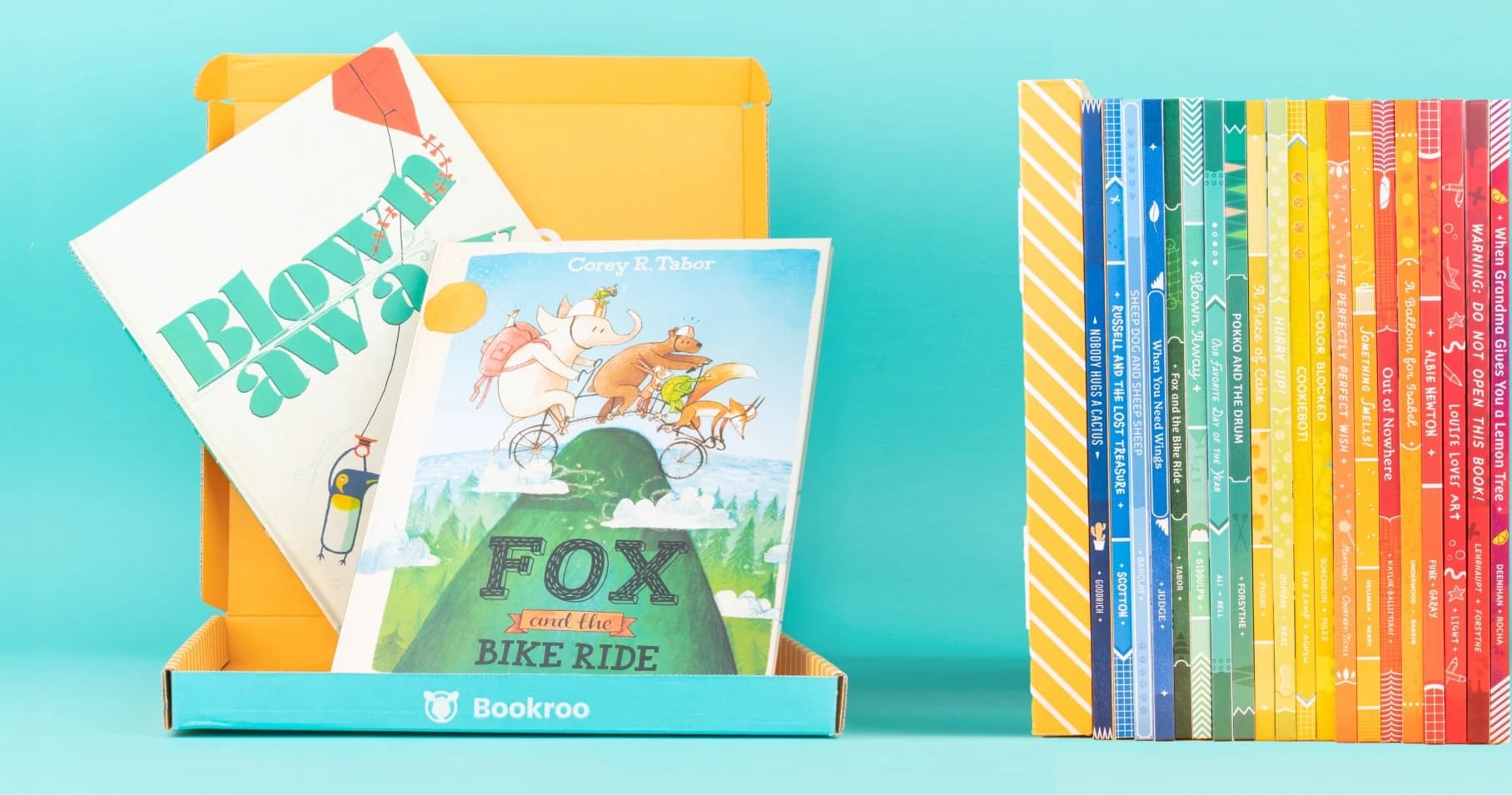 Books from the Picture Book Club in a Bookroo box