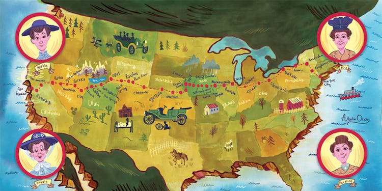 Map of Alice's journey across the USA