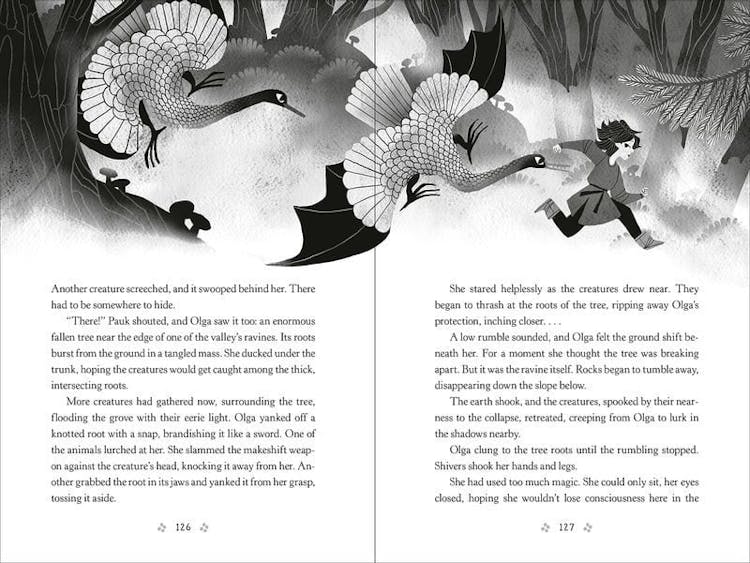 Interior page and illustrations from The Song of the Swan