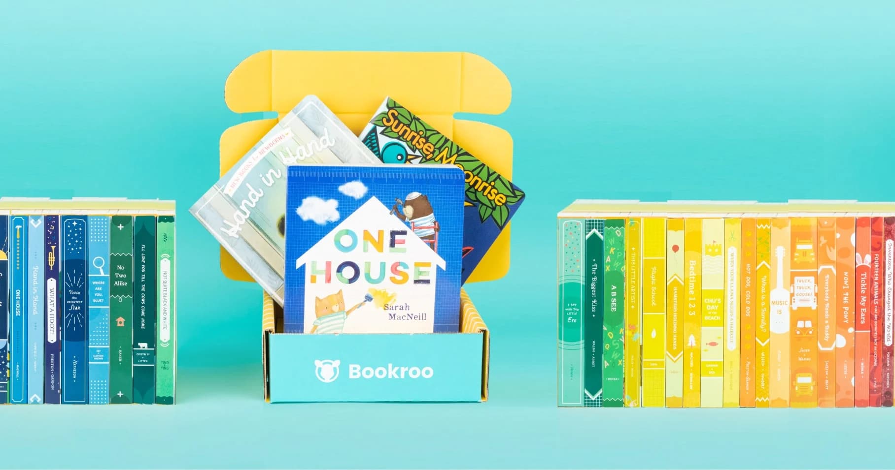 Books from the Board Book Club in a Bookroo box