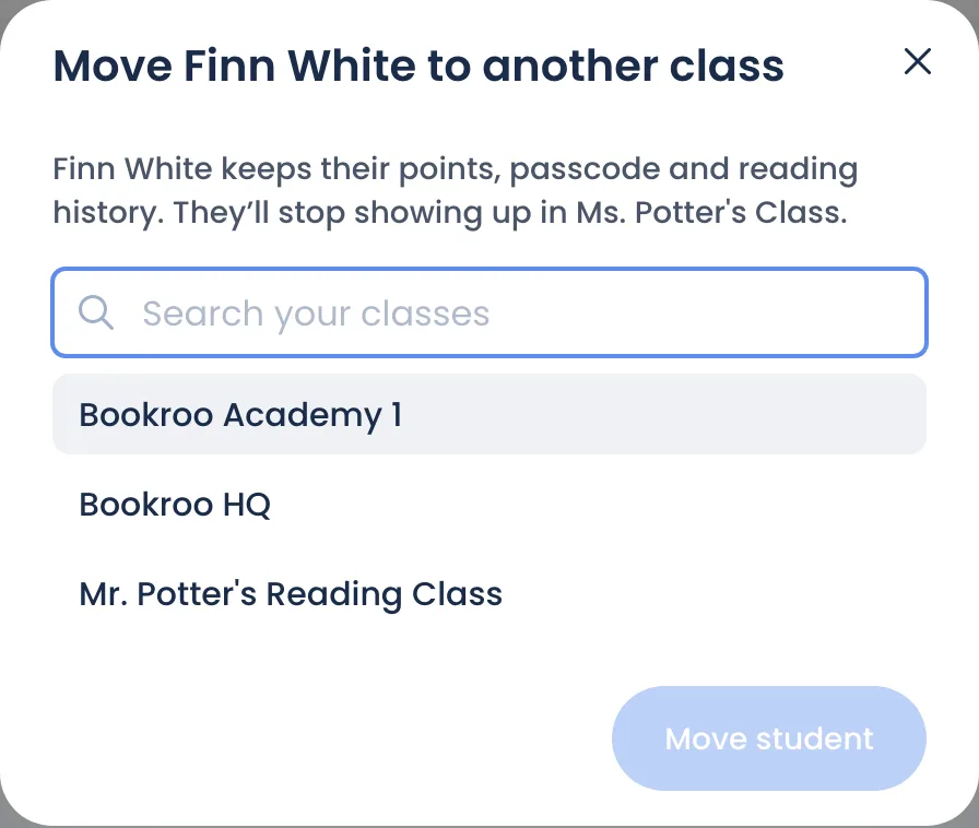 The Move to another class window