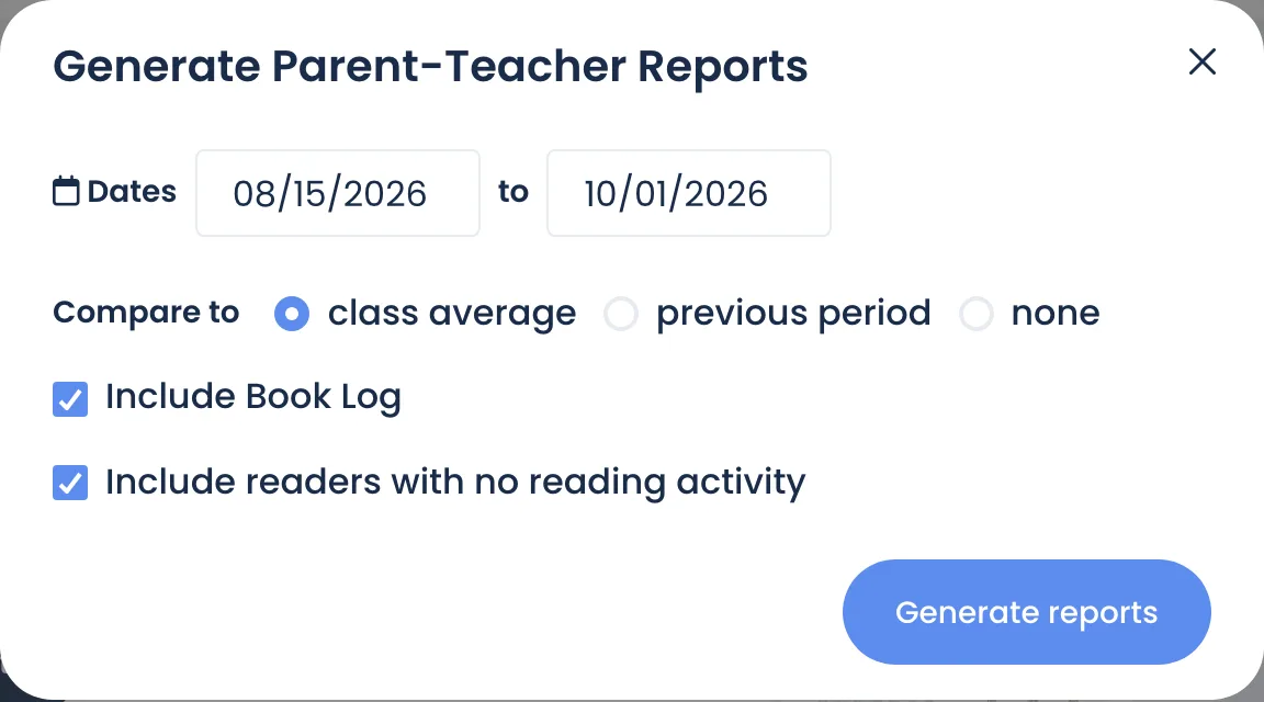 The Generate Parent-Teacher Reports window